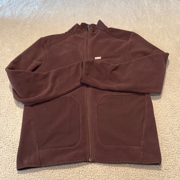 Figs men's On-Shift Fleece Jacket Brown Fleece Zip-Up Jacket size M - Picture 2 of 7